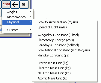 Screenshot of ESBCalc Pro Constants