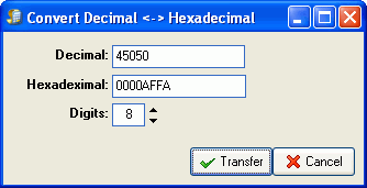 Screenshot of ESBCalc Pro Hexadecimal Conversions