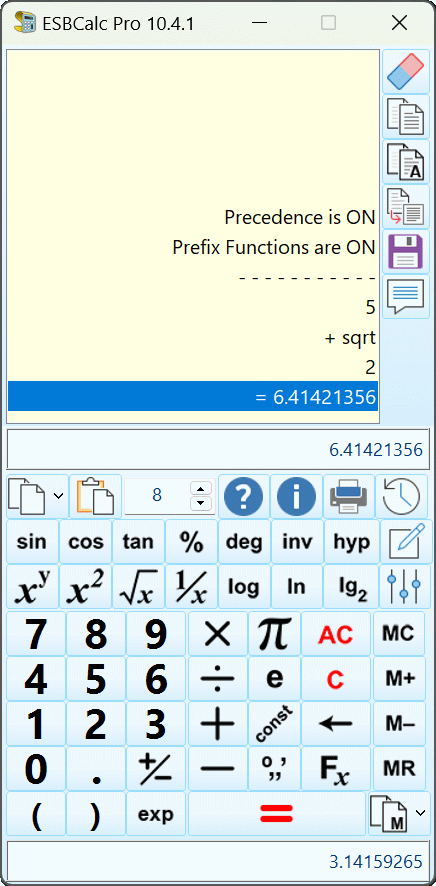 Handy Enhanced Scientific Calculator with many features including Paper Trail.