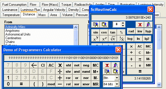 Delphi Components and Routines for Calculators and Unit Conversion.