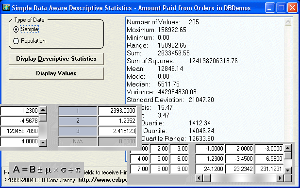 Statistical and Matrix/Vector Components.