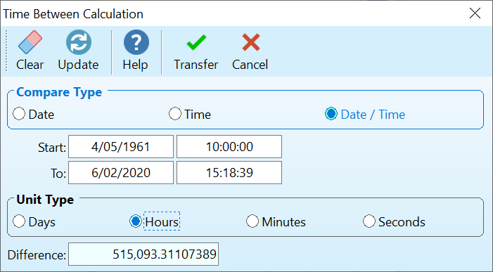 ESBCalc Pro Tarih ve saat arasındaki zaman