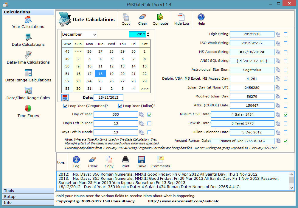 ESBDateCalc Pro ekran görüntüsü