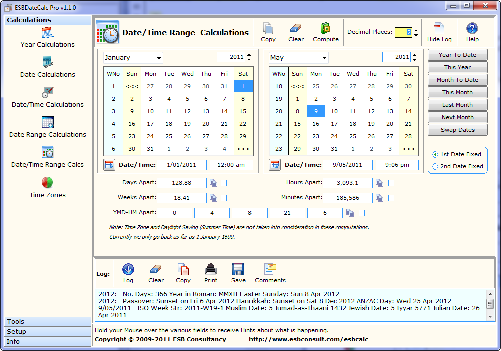 ESBDateCalc Pro ekran görüntüsü