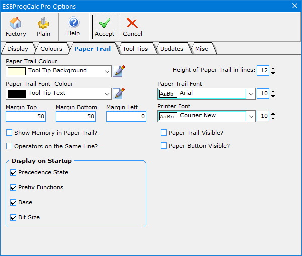 ESBProgCalc Pro Options ekran görüntüsü